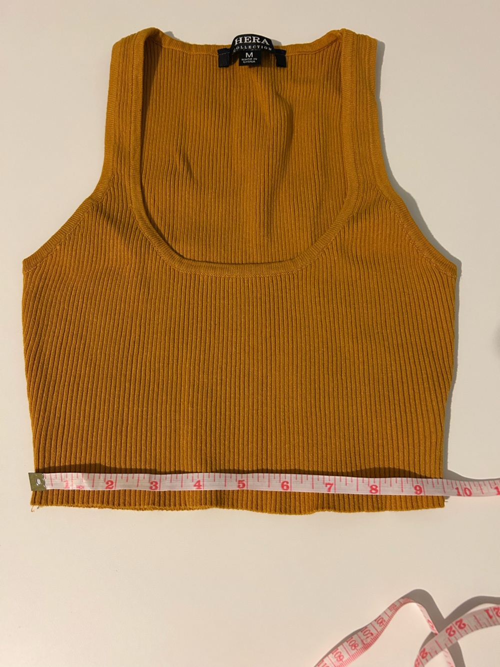 Hera Collection Mustard Ribbed Crop Tank - Picture 5 of 5